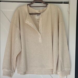 Aerie Waffle Henley Sweatshirt, XL